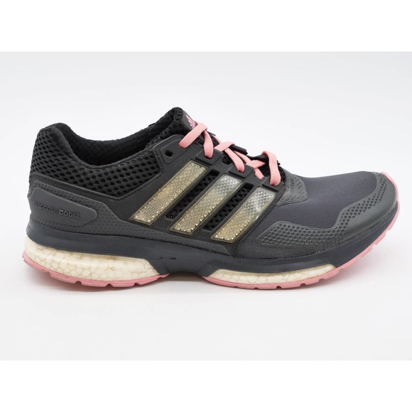 Adidas Running Shoes Womens 8.5 Response Boost 2 Techfit Black Pink Sneakers - Picture 4 of 11